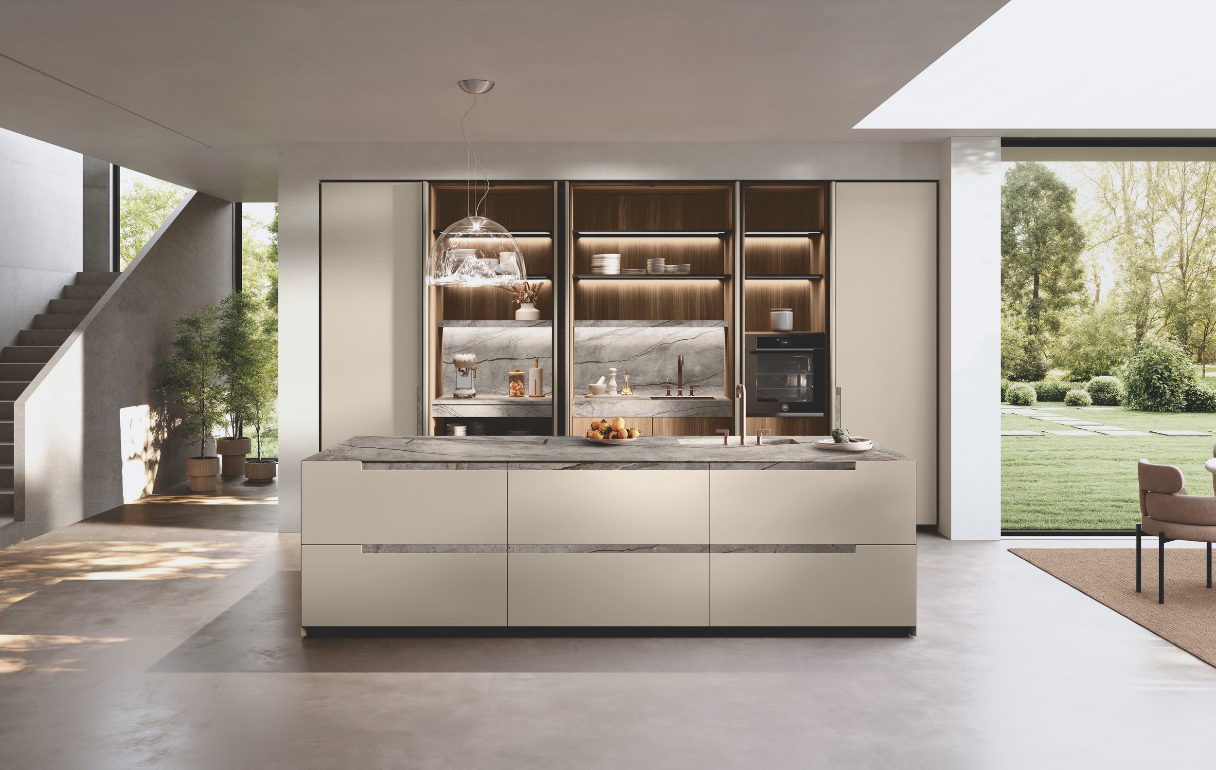 Binova Bluna Maniglia Stone kitchen, main view